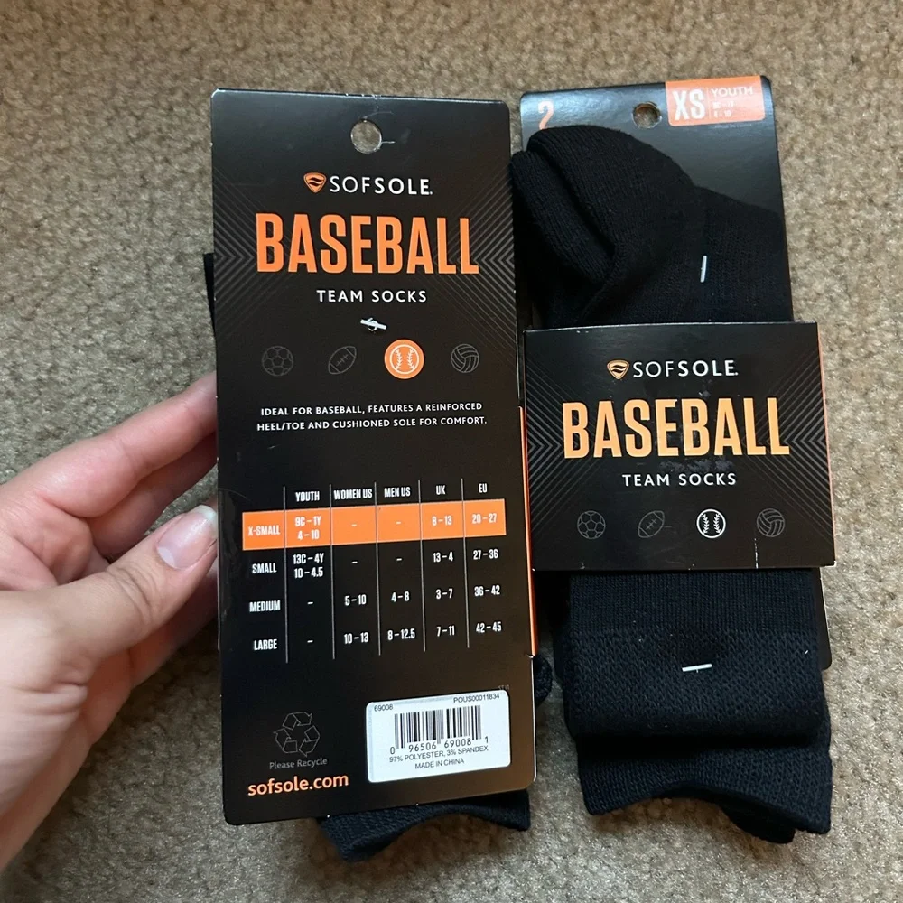 Sofsole Black Baseball Team Socks XS